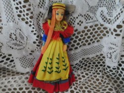 7.5"  PLASTIC VINTAGE INTERNATIONAL MISS GERMANY or DEVON MAID DOLL, ORIGINAL COSTUME